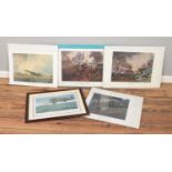 Five D-Day airborne prints. Examples signed in pencil by the artist include Ivan Berryman (also