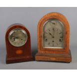 Two mantle clocks including 20th century chime silent dome shaped example. Both examples in need