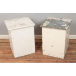 Two large baker's flour bins, white painted.