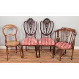 Four chairs. Including balloon back with bergÃ¨re seat example, etc.