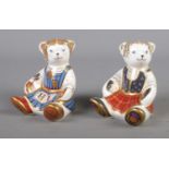 Two Royal Crown Derby ceramic paperweights; Schoolgirl Teddy and Shona Bear, both with gold