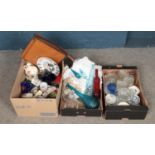 Three boxes of miscellaneous. Includes a large quantity of dishes and ash trays, decorative