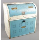 A retro enamel bread bin with rolling top. (48cm x 46cm)