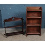 One open fronted bookcase (91cm tall) along with wall mounted open back display rack.