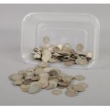 A quantity of post-1920, pre-1947 coins including three and six pences. Total weight 470g