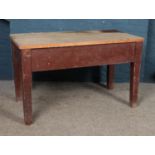 A pine work table. Approx. dimensions 72cm x 119cm x 59cm.