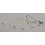 A small collection of silver jewellery, to include droplet pendant, ring and necklace. Total weight: