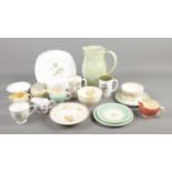 A collection of Susie Cooper ceramics. Include large pottery jug and tea wares.