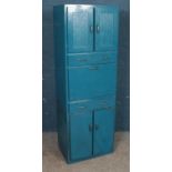 A blue painted kitchen utility cabinet. (175cm x 60cm x 43cm)