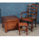 A collection of occasional furniture, to include ladder back armchair, small teak table and