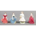 Four ceramic figures; including three Royal Doulton examples. Titled Innoncence HN2842, Melanie