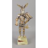 A Gippe Vasani style figure of a medieval knight with removable helmet. Approx. 27cm tall. Stamped