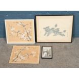 A collection of Chinese watercolours including silk examples.