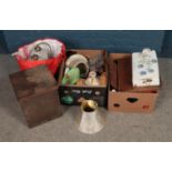 Two boxes of miscellaneous to include table lamps, ceramics, glassware, etc.