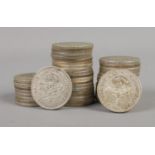 A quantity of post-1920, pre-1947 two shilling coins. Total weight 482g.