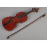 A Murdoch & Murdoch Co Maidstone violin along with bow. With 12 inch two piece back.