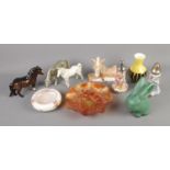 A collection of assorted ceramics including Royal Doulton Shetland pony, Poole, Hornsea, etc.