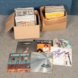 Two boxes of records of mainly rock and pop examples to include Metallica, Film soundtracks, Diana