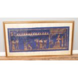 A very large Egyptian painting on papyrus, depicting the weighing of the heart ceremony. 74cm x