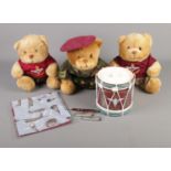 A collection of Parachute Regiment memorabilia including novelty drum ice bucket, teddy bears and