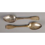 Two silver basting spoons hallmarked Exeter 1822 by George Ferris. Total weight 109.6g.