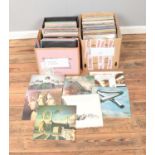Two boxes and one carry case containing vinyl records of mainly pop and rock examples including Pink