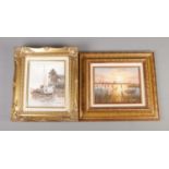 W. Jones and Rodgers gilt framed oil on canvas' both depicting nautical landscapes. Approx.