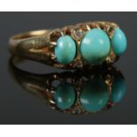 An Edwardian 18ct Gold, Turquoise and Diamond ring, assayed for Chester 1906. Size Q. Total