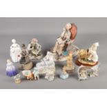 Collection of figurines including large capodimonte signed by "Milio"