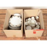 Two boxes of teawares. Includes Cauldon tea service (Approx. 38 pieces) along with Staffordshire