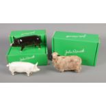 Three boxed Beswick figures including Wensleydale Sheep, Boar and Sow.