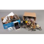 Collection of costume jewellery including bracelets and necklaces in two boxes