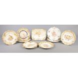 A collection of W&R Carlton Ware ceramic blushware cabinet plates, including Carnation and Peony