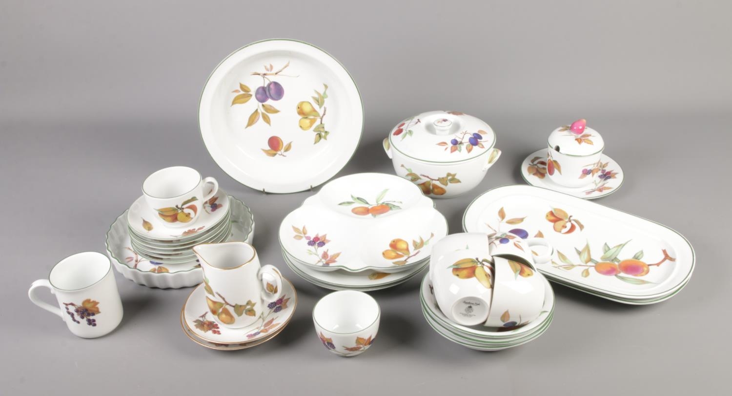 A collection of Royal Worcester Evesham wares including tureen, jug, cups and saucers, etc.