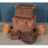 A quantity of wicker baskets & hampers.