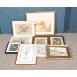 A collection of assorted prints and watercolours including H.Scott, H. Munson, engravings, etc.