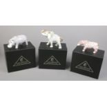 Three boxed Casa Royale ceramic figures. Includes Elephant, Hippopotamus and Rhino.