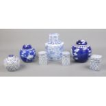 A collection of oriental ceramics, to include lidded ginger jars; one with four character marks,