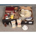 Two boxes of miscellaneous to include ceramics, glassware, silver plated cutlery, etc.