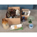 Two boxes of miscellaneous to include glassware, Wedgwood, Royal Crown Derby, Royal Doulton, etc.