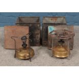Two boxed camp stoves to include Adius and brass Primus example.