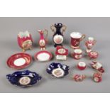 A collection Limoges and similar ornaments including piano, miniatures jugs, wheelbarrow, etc.