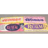 Woman's Realm banners and Woman banner all approximately 118cm x 46cm Ware from being folded &
