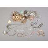 A large collection of costume jewellery statement necklaces including simulated pearl, pendants