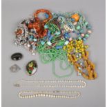 A collection of costume jewellery to include silver clasped simulated pearl necklaces, hand