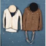 A No.2 Dress Army jacket and trousers, together with a vintage sailor's uniform; the trousers