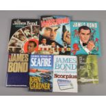 A collection of James Bond books. Includes two annuals, movie book, John Gardner Seafire and