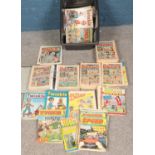A box of comics. Includes Beano, Twinkle, Speed, Victor, etc.