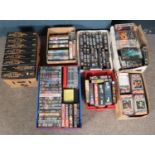 A large quantity of VHS along with a box of Star Trek fact files. Includes mostly Star Trek, Horror,