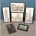 A collection of framed pictures and engravings